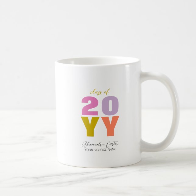 Colourful Graduation Year Personalised Name Gift  Coffee Mug (Right)