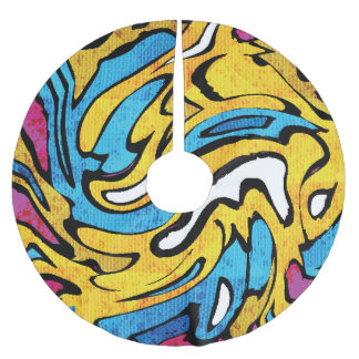 Colourful Graffiti Abstract Black Background Brushed Polyester Tree Skirt