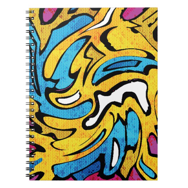 Colourful Graffiti Abstract Black Background Notebook (Front)