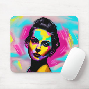 Colourful Graffiti Art   Beautiful Fierce Woman Mouse Mat