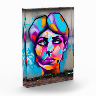 Colourful Graffiti Art   Beautiful Woman Photo Block