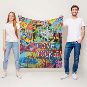 Colourful Graffiti Art, Fleece Blanket