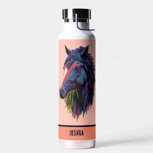Colourful Graffiti Art Horse for Equestrian Lover Water Bottle