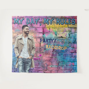 Colourful Graffiti Brick Wall Party Backdrop Tapestry