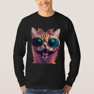 Colourful Graffiti cat art shade wear sunglasses  T-Shirt