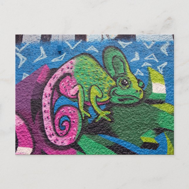 Colourful Graffiti Chameleon Postcard (Front)