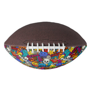 Colourful Graffiti Characters Pattern American Football