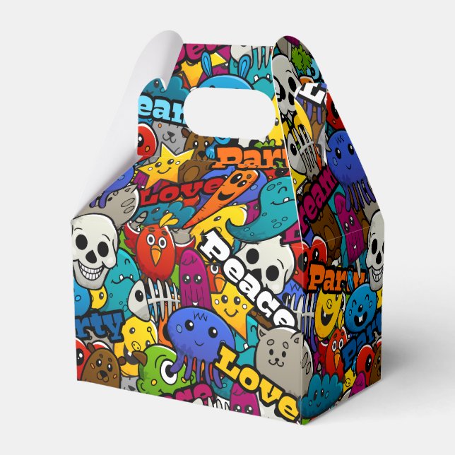Colourful Graffiti Characters Pattern Favour Box (Back Side)