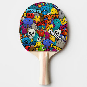Colourful Graffiti Characters Pattern Ping Pong Paddle