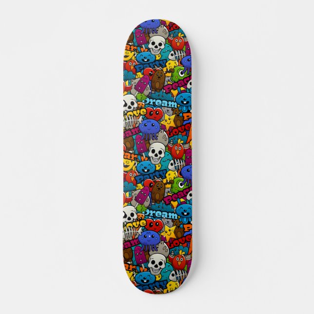 Colourful Graffiti Characters Pattern Skateboard (Front)