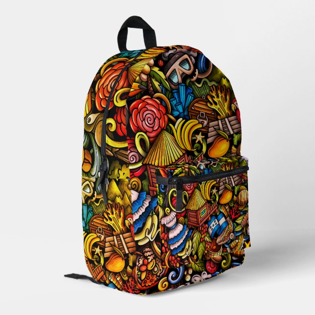 Colourful Graffiti Design  Printed Backpack (Back Corner Left)