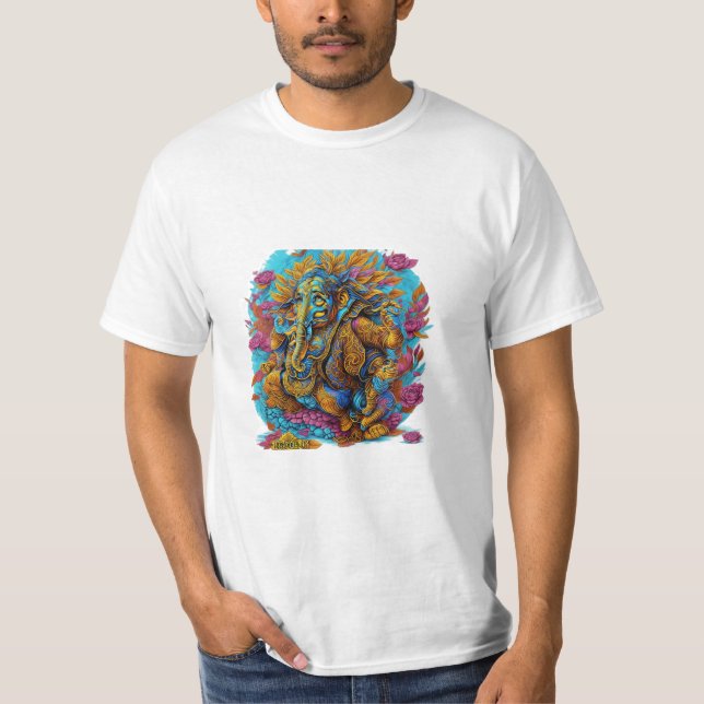 colourful graffiti illustration of Lord Ganesh T-Shirt (Front)