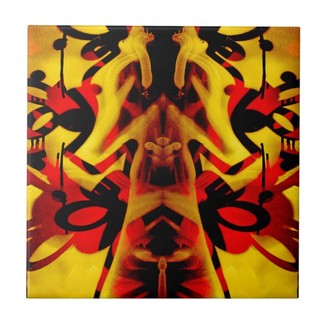 Colourful graffiti pattern tile (Front)