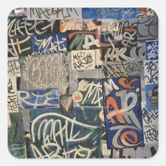 Colourful Graffiti Square Sticker (Front)