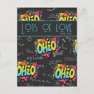 Colourful graffiti State of Ohio lots love greetin Postcard