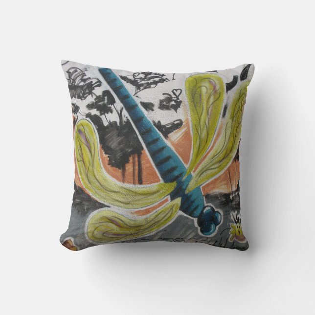 Colourful Graffiti Street Art Butterfly Painting Cushion (Front)