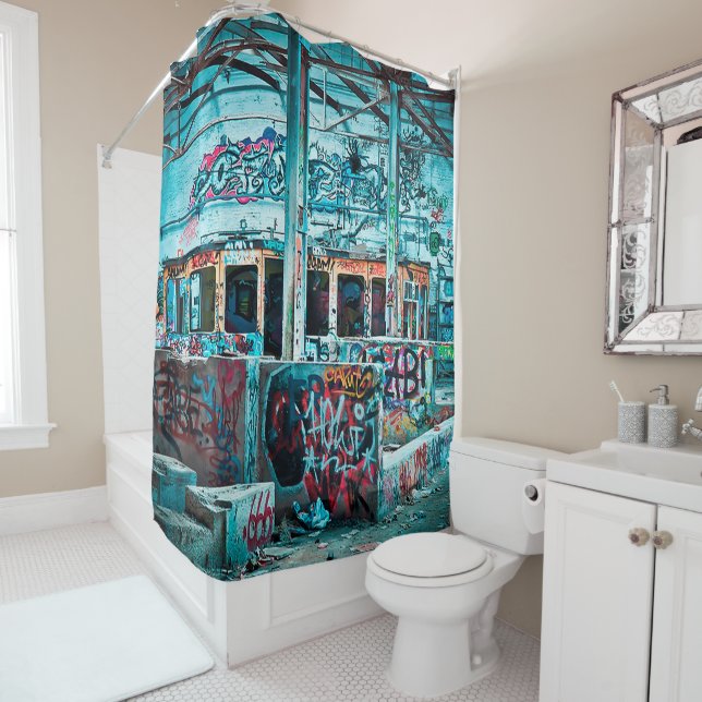 Colourful Graffiti Street Art Shower Curtain (In Situ)