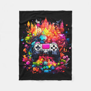 Colourful Graffiti Tie Dye Splash Video Game Contr Fleece Blanket