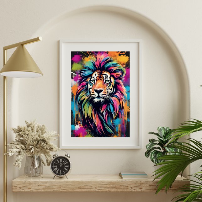 Colourful Graffiti Tiger Art Modern Wall Poster (Colorful Graffiti Tiger Art Modern Wall Poster)