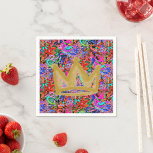 Colourful graffiti with crown  napkin