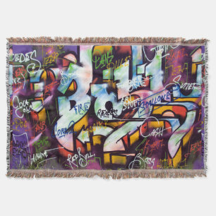Colourful Graffiti Words Throw Blanket