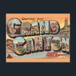 Colourful Grand Canyon Postcard<br><div class="desc">Colourful retro postcard greeting from the spectacular Grand Canyon repurposed!</div>