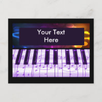 Colourful Grand Piano Keyboard and Music Notes