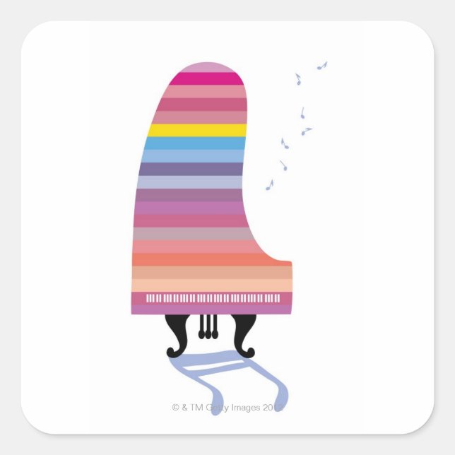 Colourful Grand Piano Square Sticker (Front)
