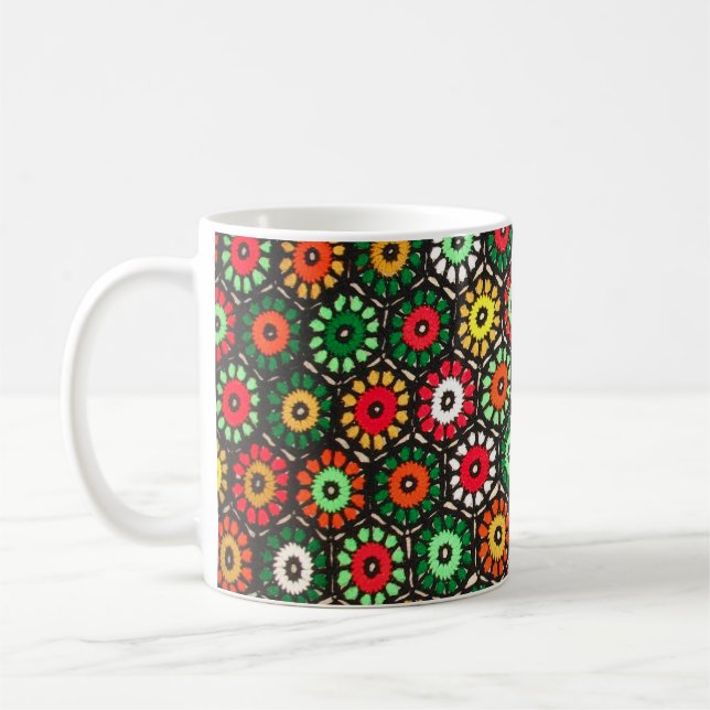 Colourful Granny Circles Crochet Pattern Coffee Mug (Left)