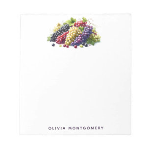 Colourful Grape Bunches Custom Name Notepad