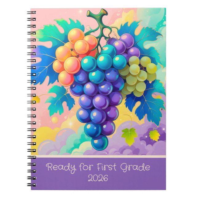 Colourful grapes for 1st grade 2025 notebook (Front)