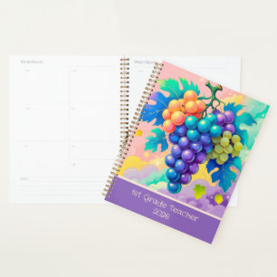 Colourful grapes for 1st grade teacher 2025 planner