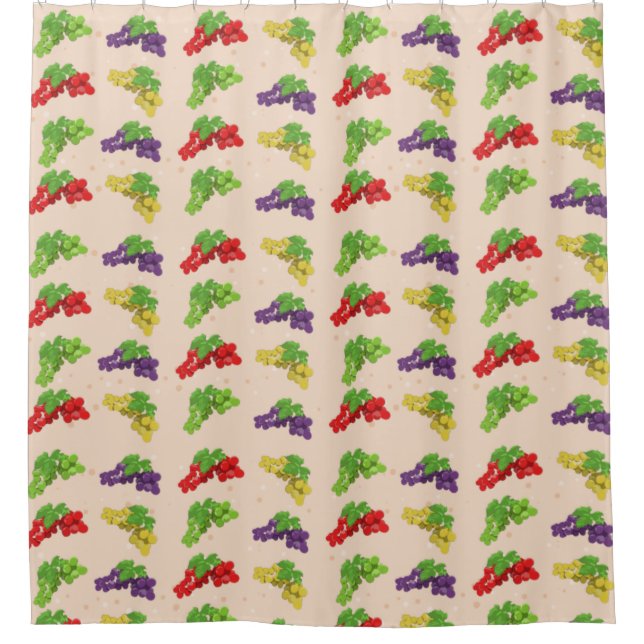 Colourful Grapes Pattern Shower Curtain (Front)