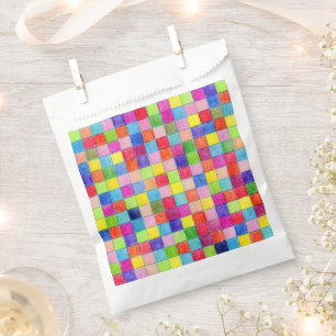Colourful Graph Paper Squares Geometric Pattern Favour Bags