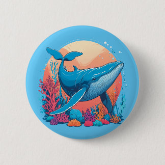 Colourful Graphic Design Of A Whale 6 Cm Round Badge
