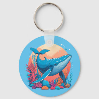 Colourful Graphic Design Of A Whale Key Ring