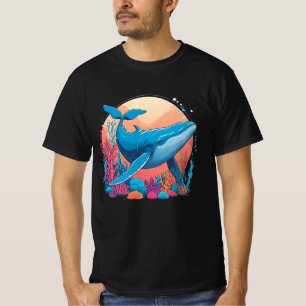 Colourful Graphic Design Of A Whale T-Shirt