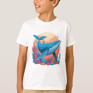 Colourful Graphic Design Of A Whale T-Shirt
