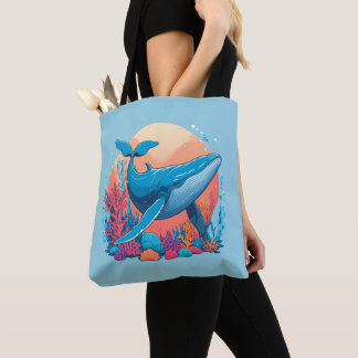 Colourful Graphic Design Of A Whale Tote Bag