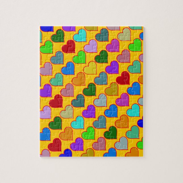 colourful graphic hearts girly pattern jigsaw puzzle (Vertical)