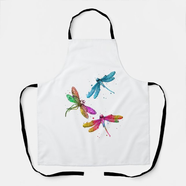 Colourful Graphic Pattern Dragonfly Funny Flying Apron (Front)