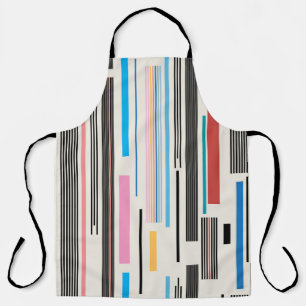 colourful graphic pattern of various stripes apron