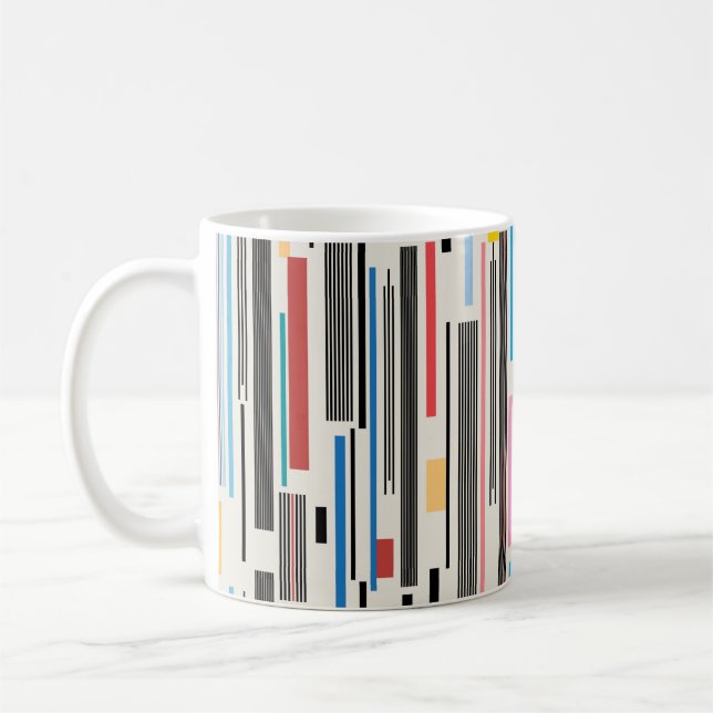 colourful graphic pattern of various stripes  coffee mug (Left)