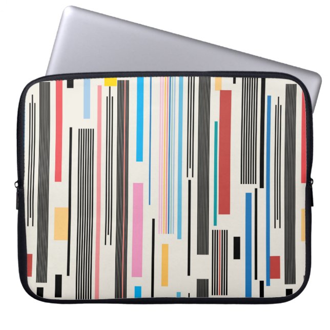 colourful graphic pattern of various stripes  laptop sleeve (Front)