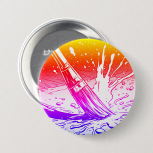 Colourful Graphic Style Brush Paint Splotch 7.5 Cm Round Badge