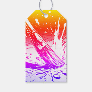 Colourful Graphic Style Brush Paint Splotch Gift Tags