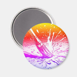 Colourful Graphic Style Brush Paint Splotch Magnet