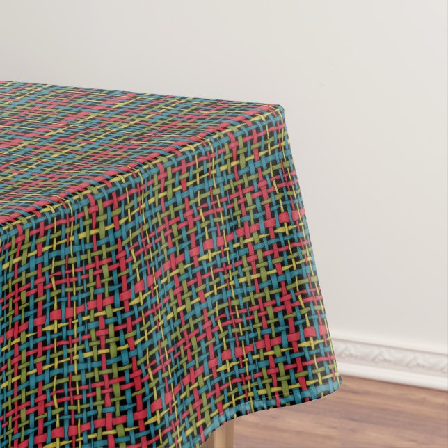 Colourful Graphical Woven Strings Tablecloth (In Situ)