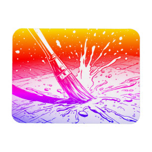Colourful Graphics Style Brush Paint Splotch Magnet