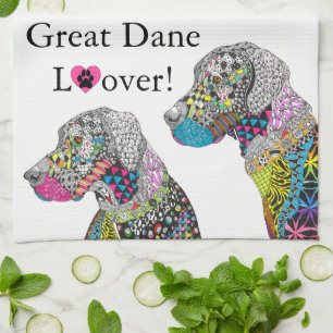 Colourful Great Dane Lover Kitchen Towel